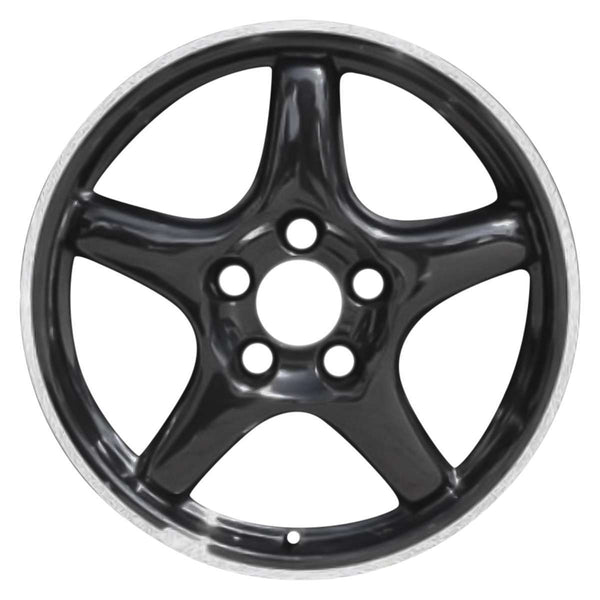 1996 chevrolet corvette wheel 17 black with machined lip aluminum 5 lug rw5051bml 1